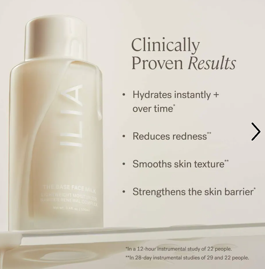 ILIA  The Base Face Milk Essence & Lightweight Moisturizer with Hyaluronic Acid